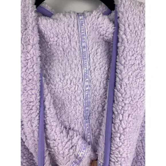 Athleta Girl Hooded Sherpa Pullover, Lavender Purple Fleece Cozy Kangaroo Pocket - Picture 12 of 16